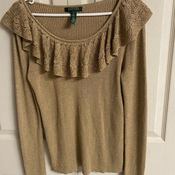 Lauren Ralph Lauren Sweater Ruffle Neck - Picture 1 of 3